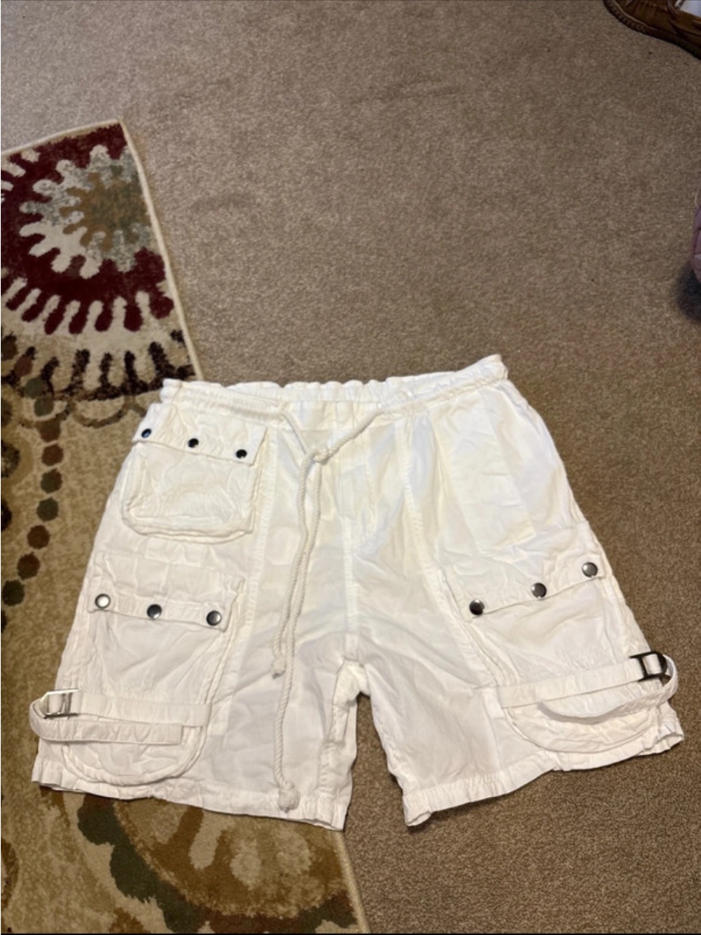 Free People White Cargo Shorts with Utility Pockets